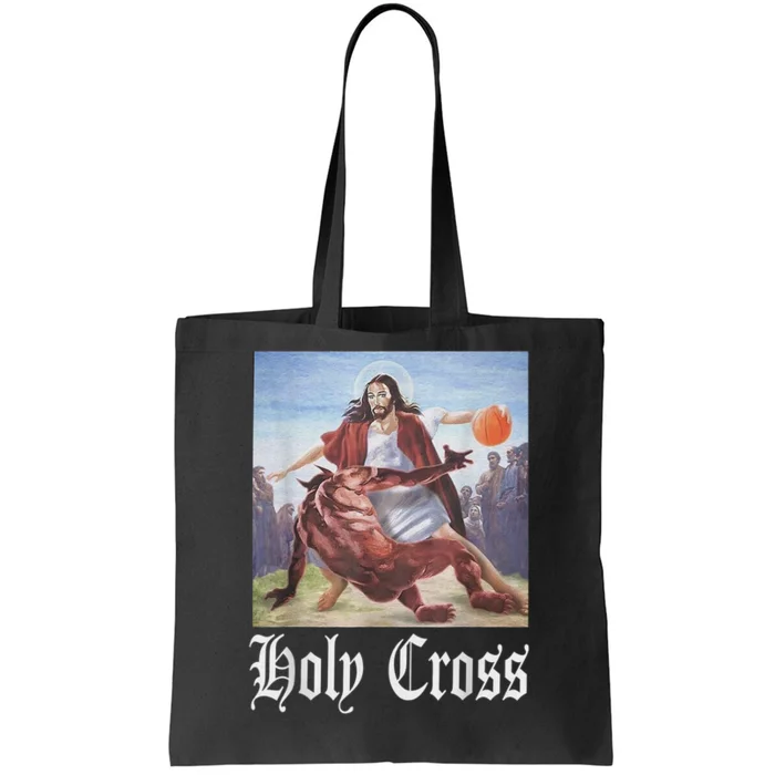 Not Today Satan Jesus Crossover Basketball Holy Cross Tote Bag