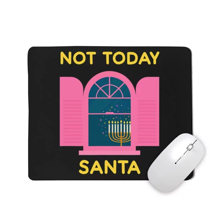 Not Today Santa Jewish Hanukkah Menorah Lights Dreidel Latke Mousepad