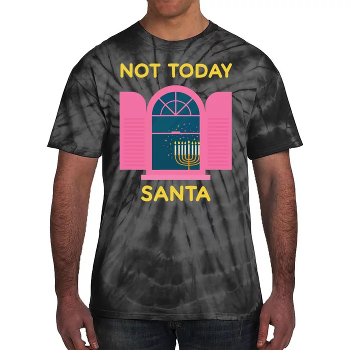 Not Today Santa Jewish Hanukkah Menorah Lights Dreidel Latke Tie-Dye T-Shirt