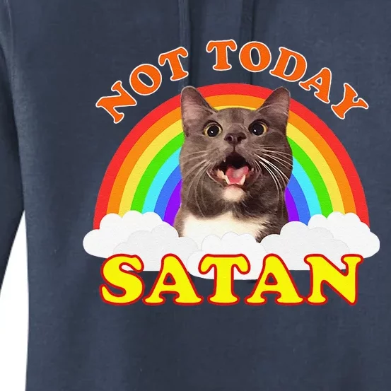 Not Today Satan Funny Rainbow Cat Meme Women's Pullover Hoodie