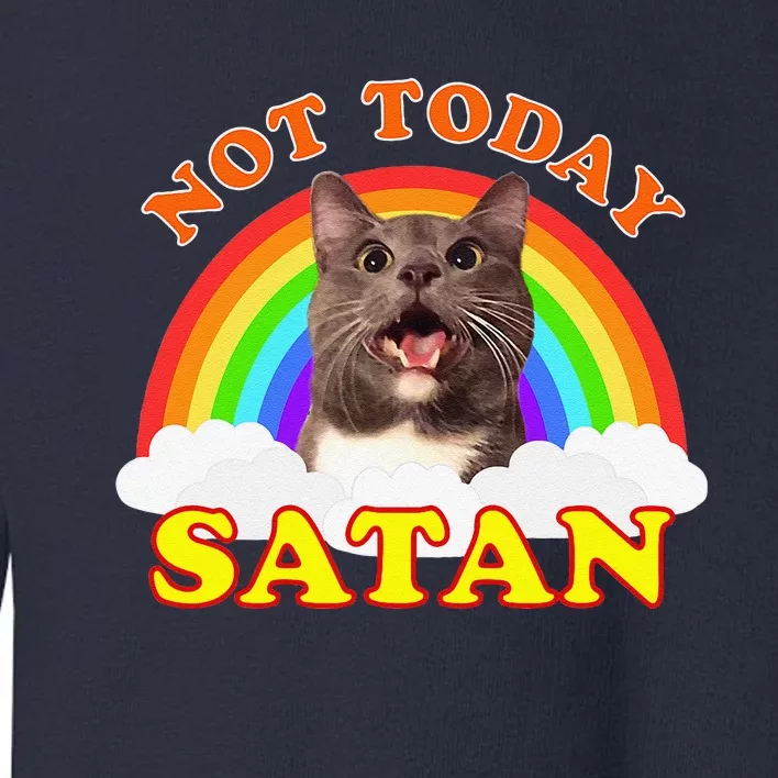 Not Today Satan Funny Rainbow Cat Meme Toddler Sweatshirt