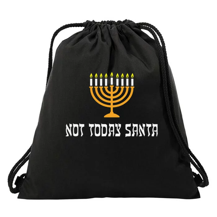 Not Today Santa Menorah Funny Jewish Hanukkah Drawstring Bag