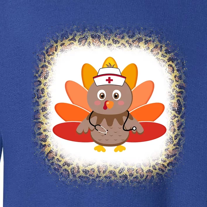 Nurse Turkey Stethoscope Leopard Print Rn Lpn Thanksgiving Cute Gift Toddler Sweatshirt