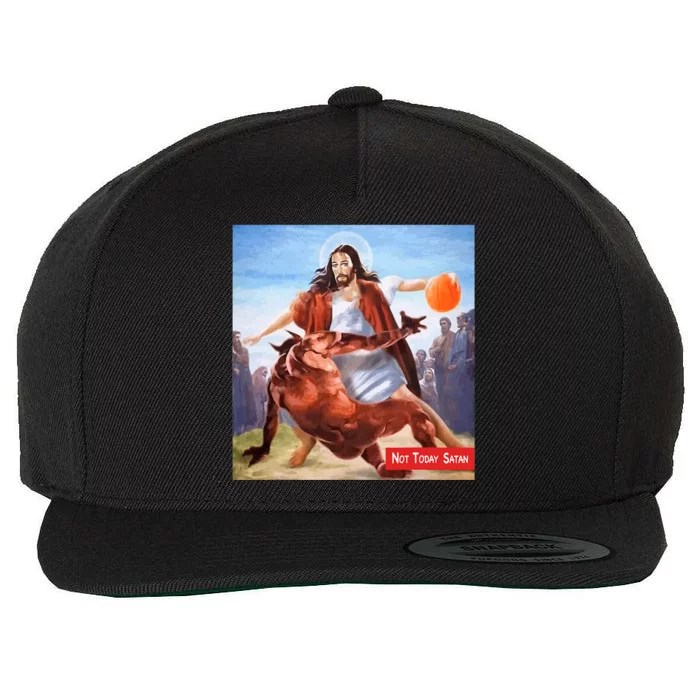 Not Today Satan Jesus Crossover Basketball Funny Wool Snapback Cap