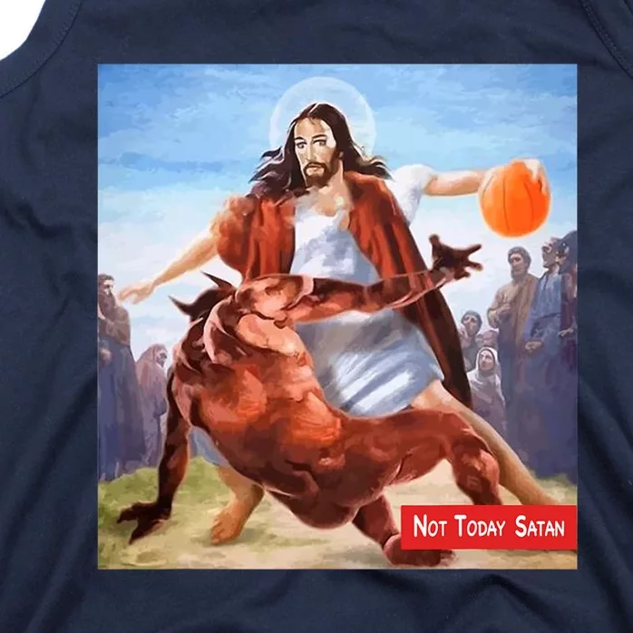 Not Today Satan Jesus Crossover Basketball Funny Tank Top