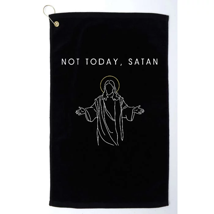 Not Today Satan Jesus Halo Illustration Minimalist Platinum Collection Golf Towel