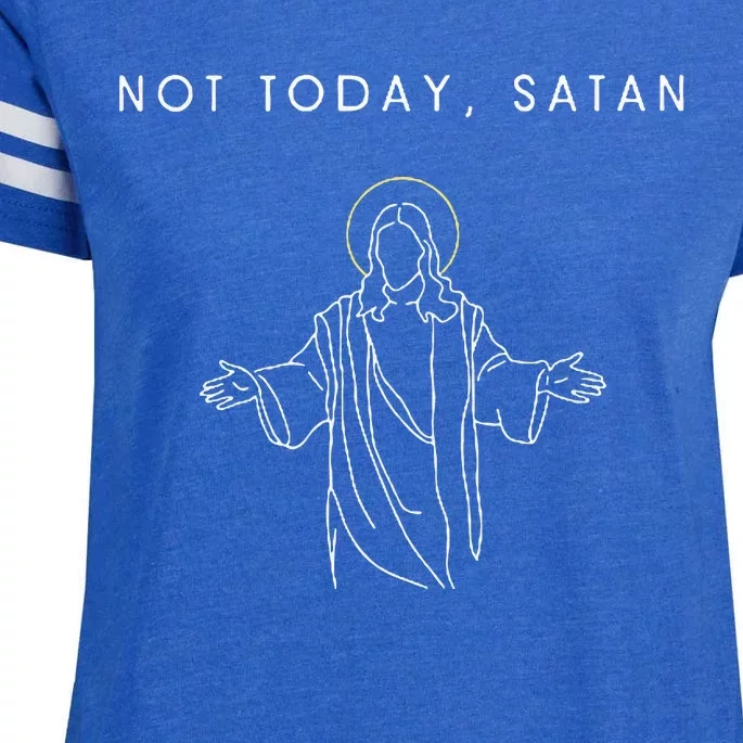 Not Today Satan Jesus Halo Illustration Minimalist Enza Ladies Jersey Football T-Shirt