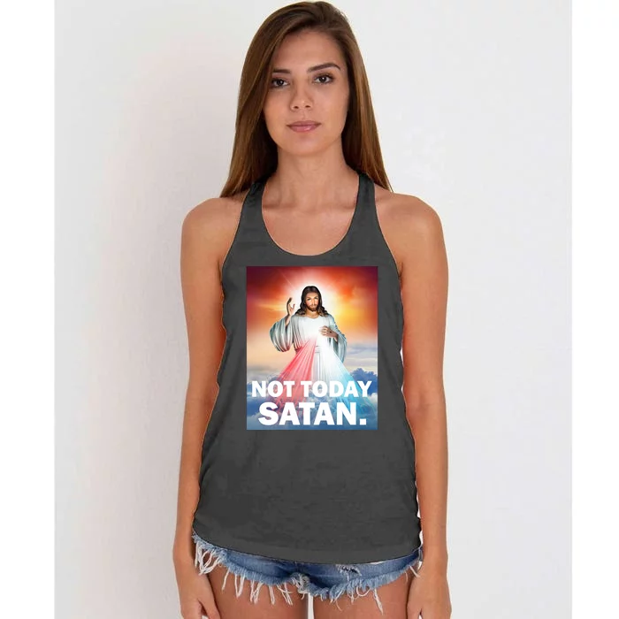 Not Today Satan Jesus Christ Christian Christianity Catholic Women's Knotted Racerback Tank