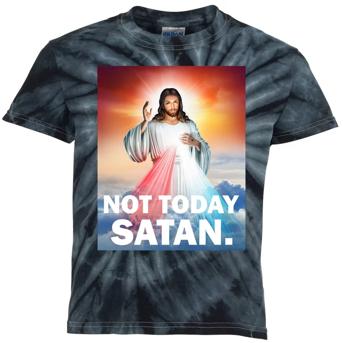 Not Today Satan Jesus Christ Christian Christianity Catholic Kids Tie-Dye T-Shirt