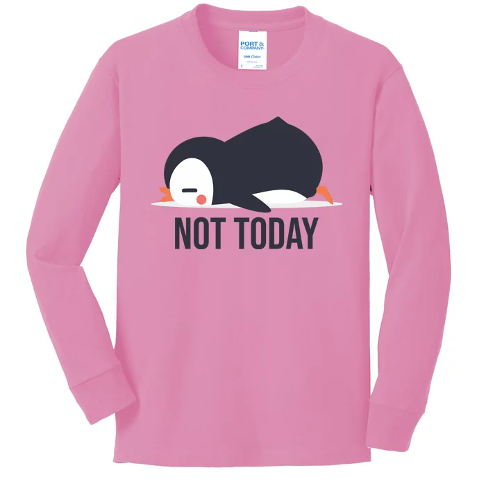 Not Today Seabird Funny Cute Kids Long Sleeve Shirt