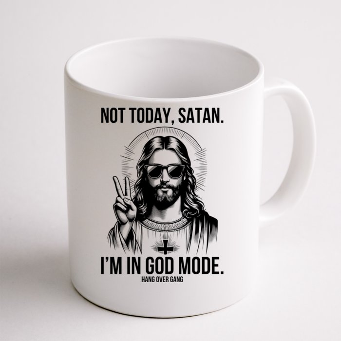 Not Today Satan I’M In God Mode Funny Jesus Meme Front & Back Coffee Mug