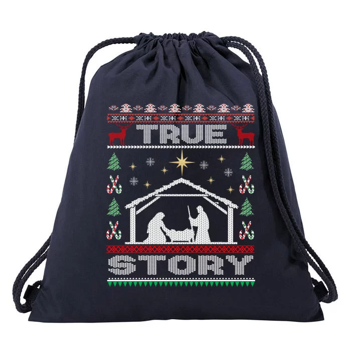 Nativity True Story Christmas Drawstring Bag