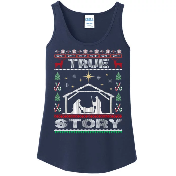 Nativity True Story Christmas Ladies Essential Tank