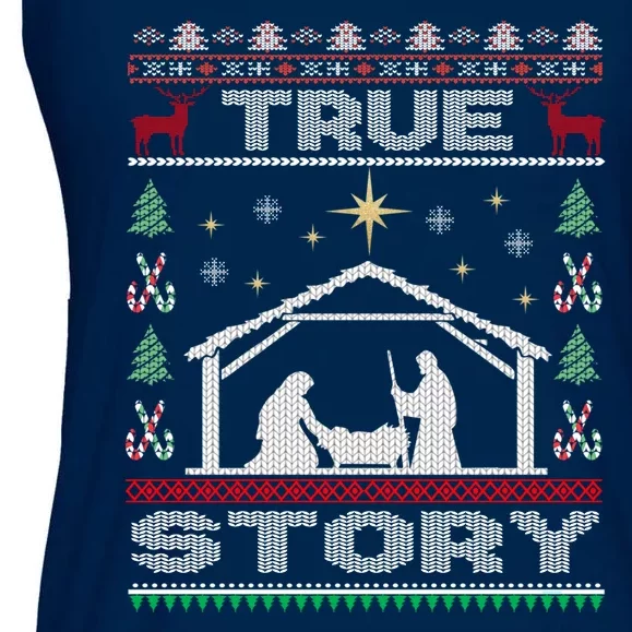 Nativity True Story Christmas Ladies Essential Flowy Tank