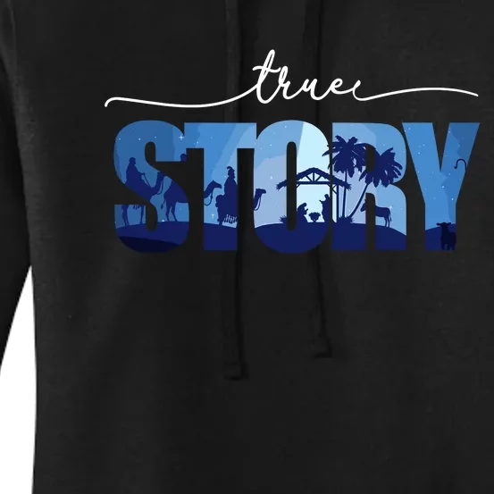 Nativity True Story Christmas Manger Jesus For Women's Pullover Hoodie