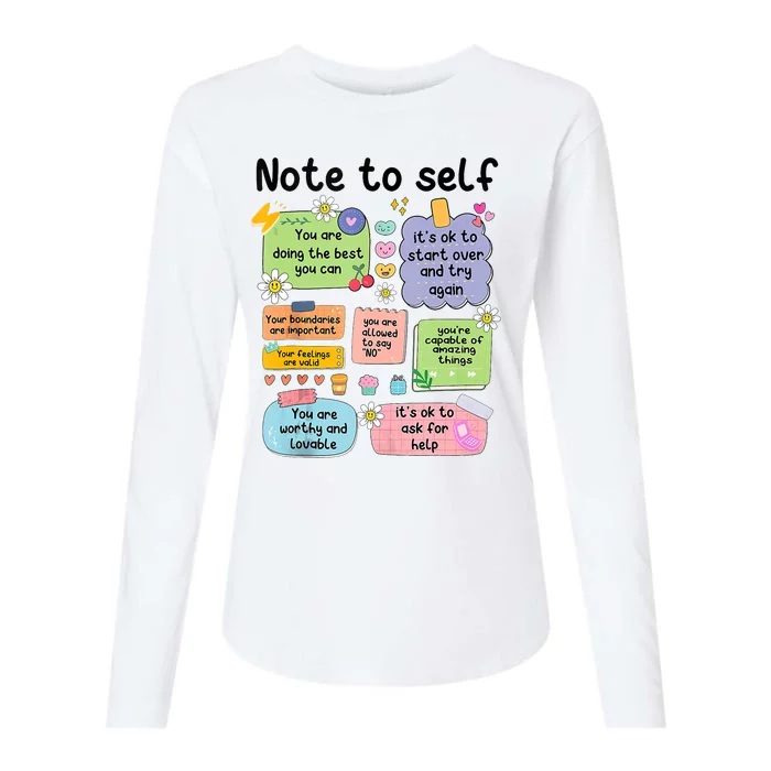 Note To Self Mental Health Matter Motivational Womens Cotton Relaxed Long Sleeve T-Shirt