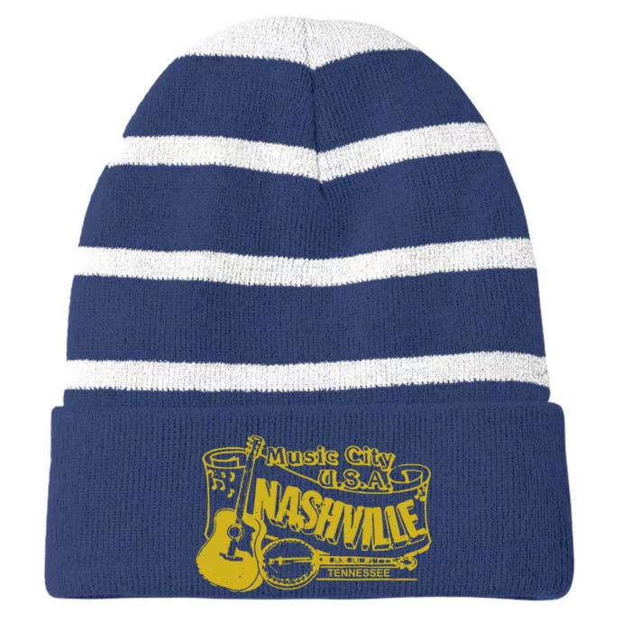 Nashville T Shirt Vintage Country Striped Beanie with Solid Band