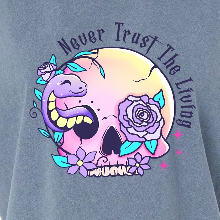 Never Trust The Living Pink Skull Cute Snake Funny Halloween Cute Gift Garment-Dyed Women's Muscle Tee