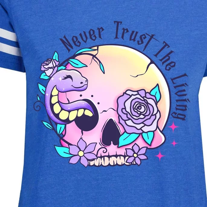 Never Trust The Living Pink Skull Cute Snake Funny Halloween Cute Gift Enza Ladies Jersey Football T-Shirt