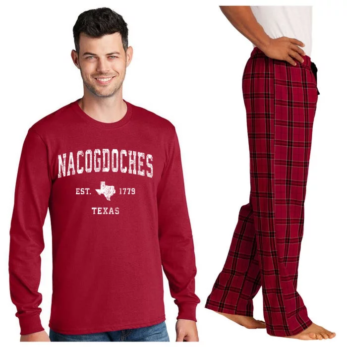 Nacogdoches Texas Tx Vintage Athletic Sports Long Sleeve Pajama Set