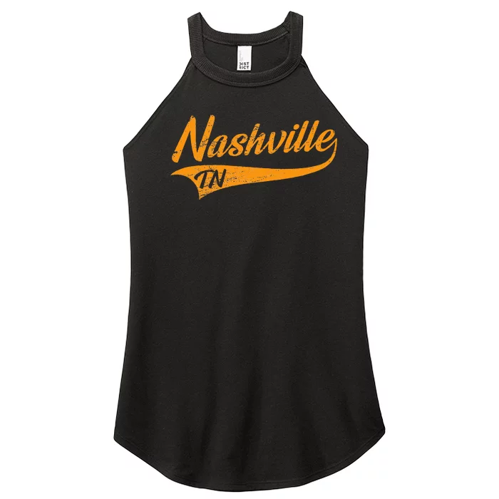 Nashville Tennessee Throwback Design Print Classic Women’s Perfect Tri Rocker Tank