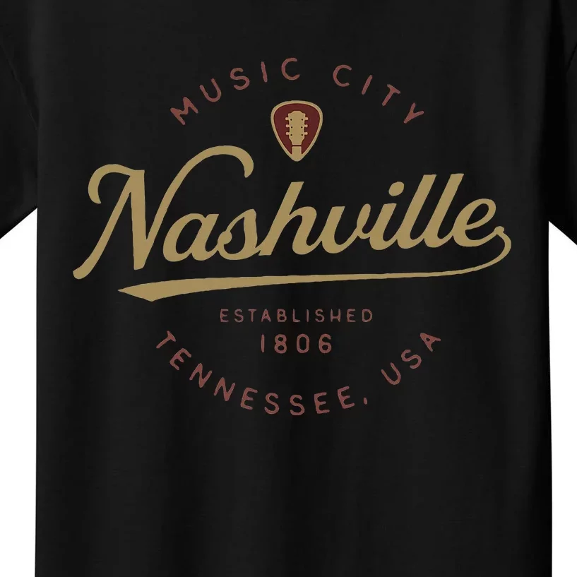 Nashville Tn Tennessee Music City Guitar Country Music Nash Kids T-Shirt