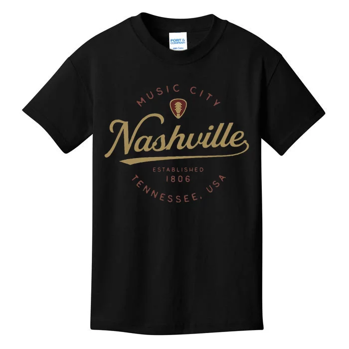 Nashville Tn Tennessee Music City Guitar Country Music Nash Kids T-Shirt