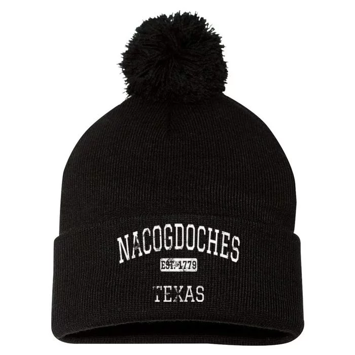 Nacogdoches Texas TX Vintage Pom Pom 12in Knit Beanie