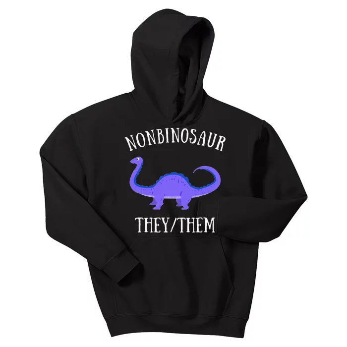 Nonbinosaur They Them Nonbinary Pronouns Dinosaur LGBT Pride Kids Hoodie