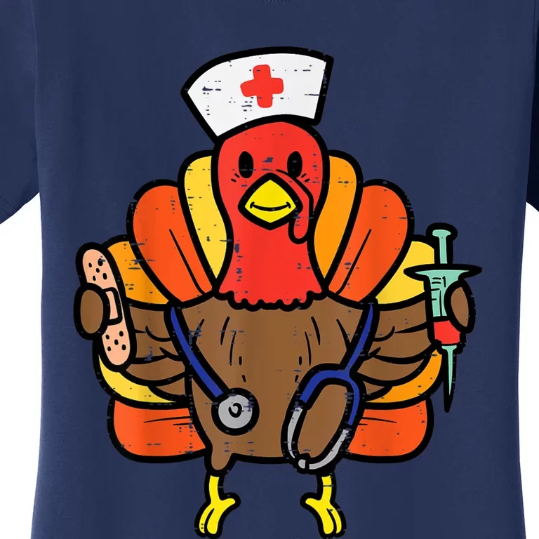 Nurse Turkey Thanksgiving Scrub Top For Nurses Fall Women's T-Shirt