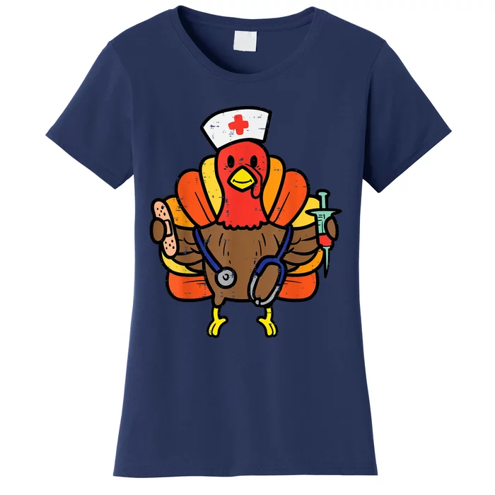 Nurse Turkey Thanksgiving Scrub Top For Nurses Fall Women's T-Shirt