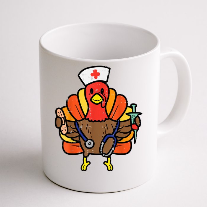 Nurse Turkey Thanksgiving Scrub Top For Nurses Fall Front & Back Coffee Mug