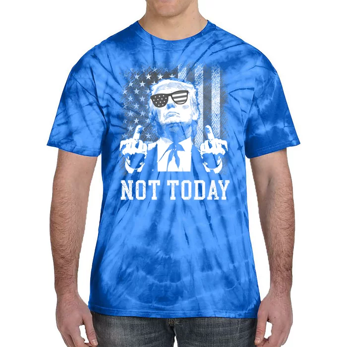 Not Today Trump 2024 Us American Flag Rally Shooting Gift Tie-Dye T-Shirt