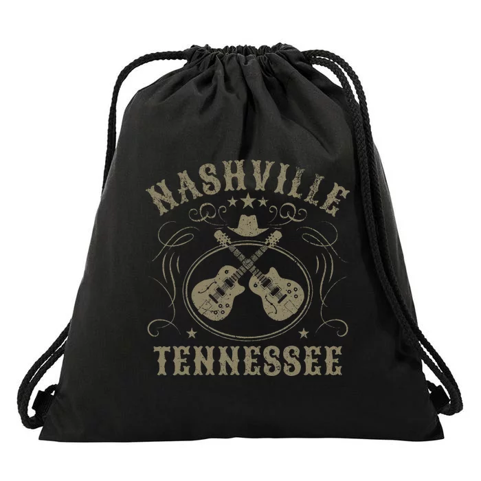 Nashville Tennessee Travel Vintage Drawstring Bag