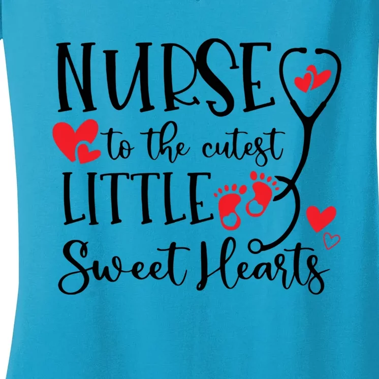 Nurse To The Cutest Little Sweet Hearts Pediatrics Nurse Cute Gift Women's V-Neck T-Shirt