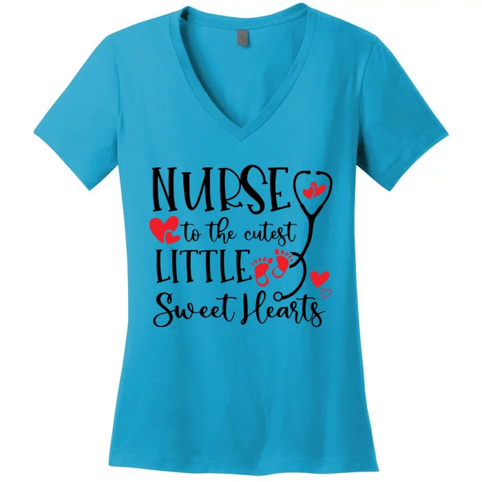 Nurse To The Cutest Little Sweet Hearts Pediatrics Nurse Cute Gift Women's V-Neck T-Shirt