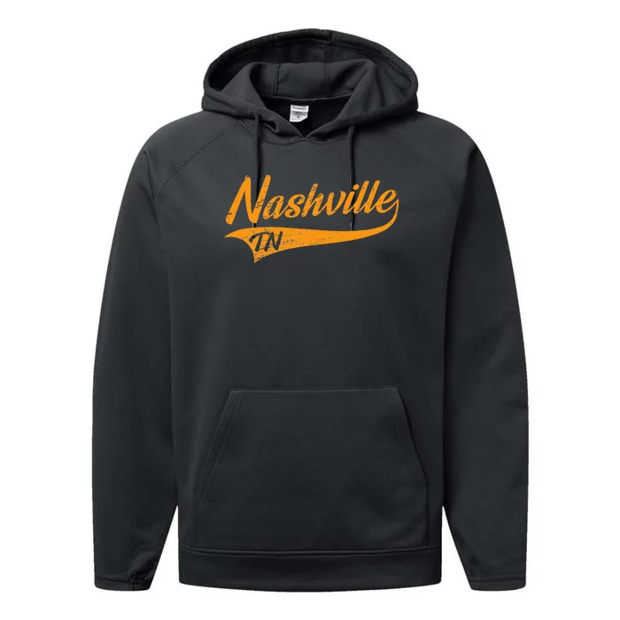 Nashville Tennessee Throwback Design Print Classic Performance Fleece Hoodie