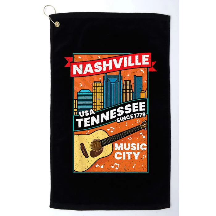 Nashville Tennessee USA Music City Guitar Musician Music Platinum Collection Golf Towel