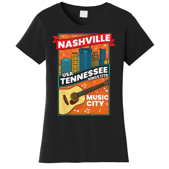 Nashville Tennessee USA Music City Guitar Musician Music Women's T-Shirt