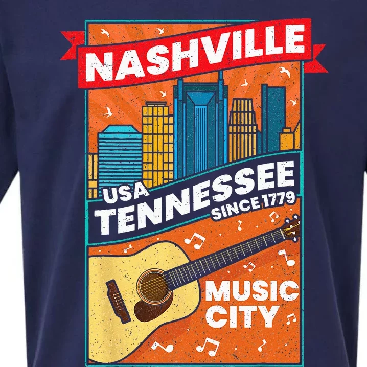 Nashville Tennessee USA Music City Guitar Musician Music Sueded Cloud Jersey T-Shirt