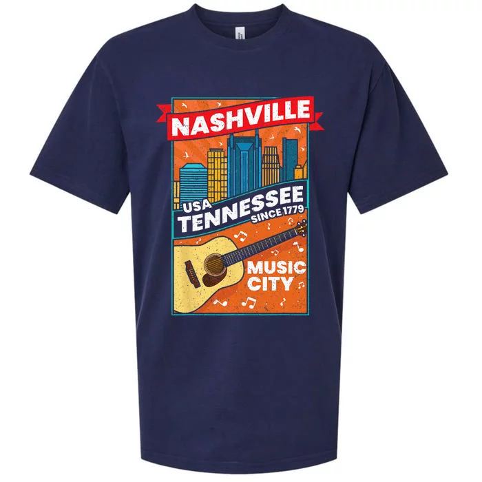 Nashville Tennessee USA Music City Guitar Musician Music Sueded Cloud Jersey T-Shirt