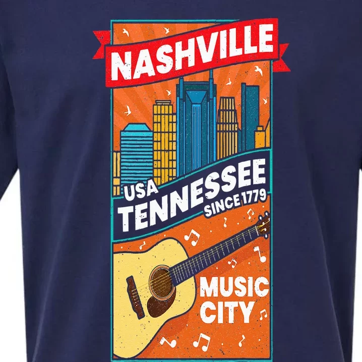 Nashville Tennessee USA Music City Guitar Musician Music Sueded Cloud Jersey T-Shirt