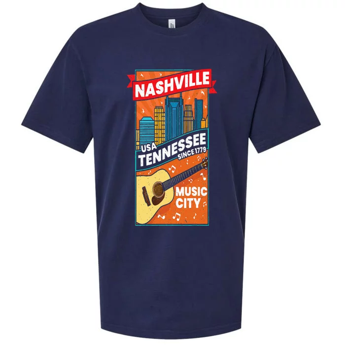 Nashville Tennessee USA Music City Guitar Musician Music Sueded Cloud Jersey T-Shirt