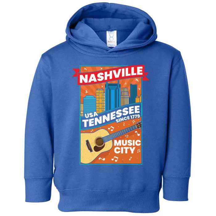 Nashville Tennessee Usa Music City Guitar Musician Music Gift Toddler Hoodie