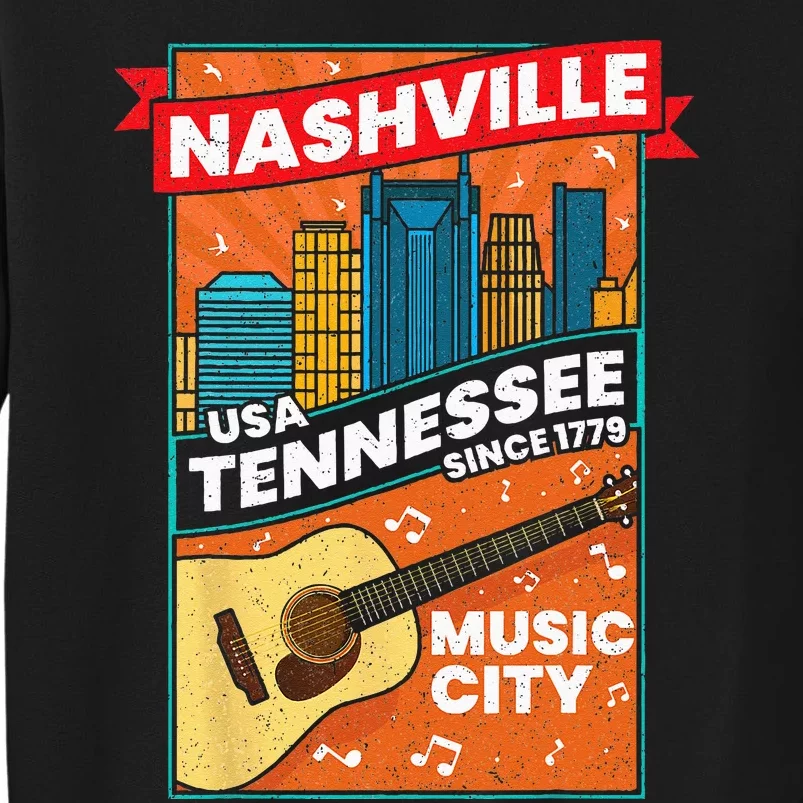 Nashville Tennessee USA Music City Guitar Musician Music Tall Sweatshirt