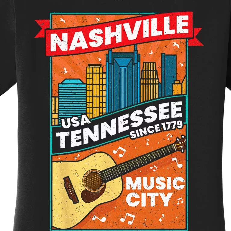 Nashville Tennessee USA Music City Guitar Musician Music Women's T-Shirt