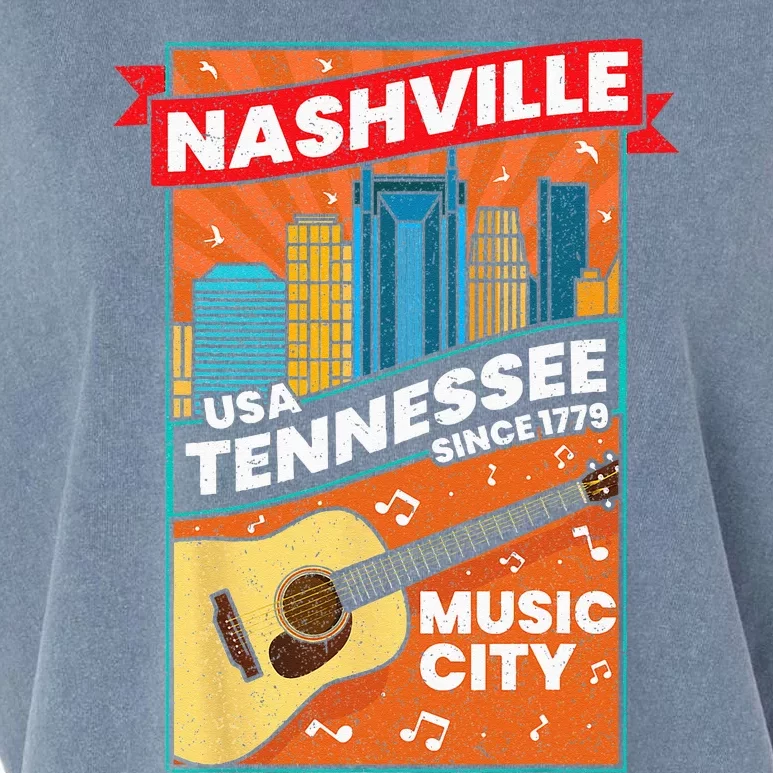 Nashville Tennessee USA Music City Guitar Musician Music Garment-Dyed Women's Muscle Tee