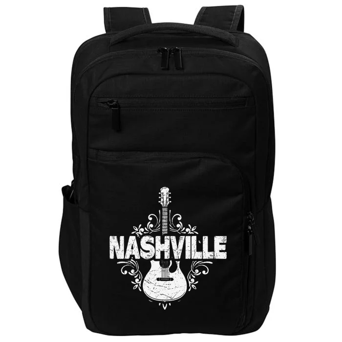 Nashville Tennessee Vintage Guitar Country Music City Impact Tech Backpack