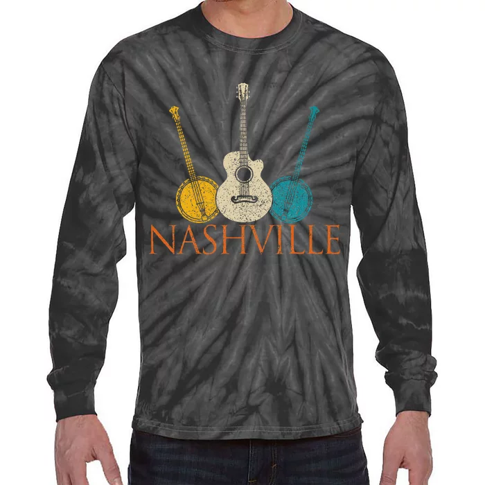 Nashville Tennessee Vintage Country Music City Souvenir Tie-Dye Long Sleeve Shirt