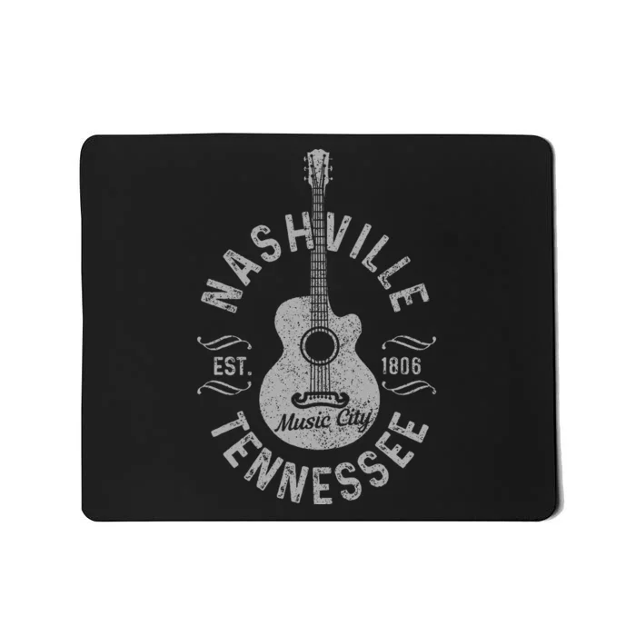 Nashville Tennessee Vintage Guitar Country Music City Gift Mousepad